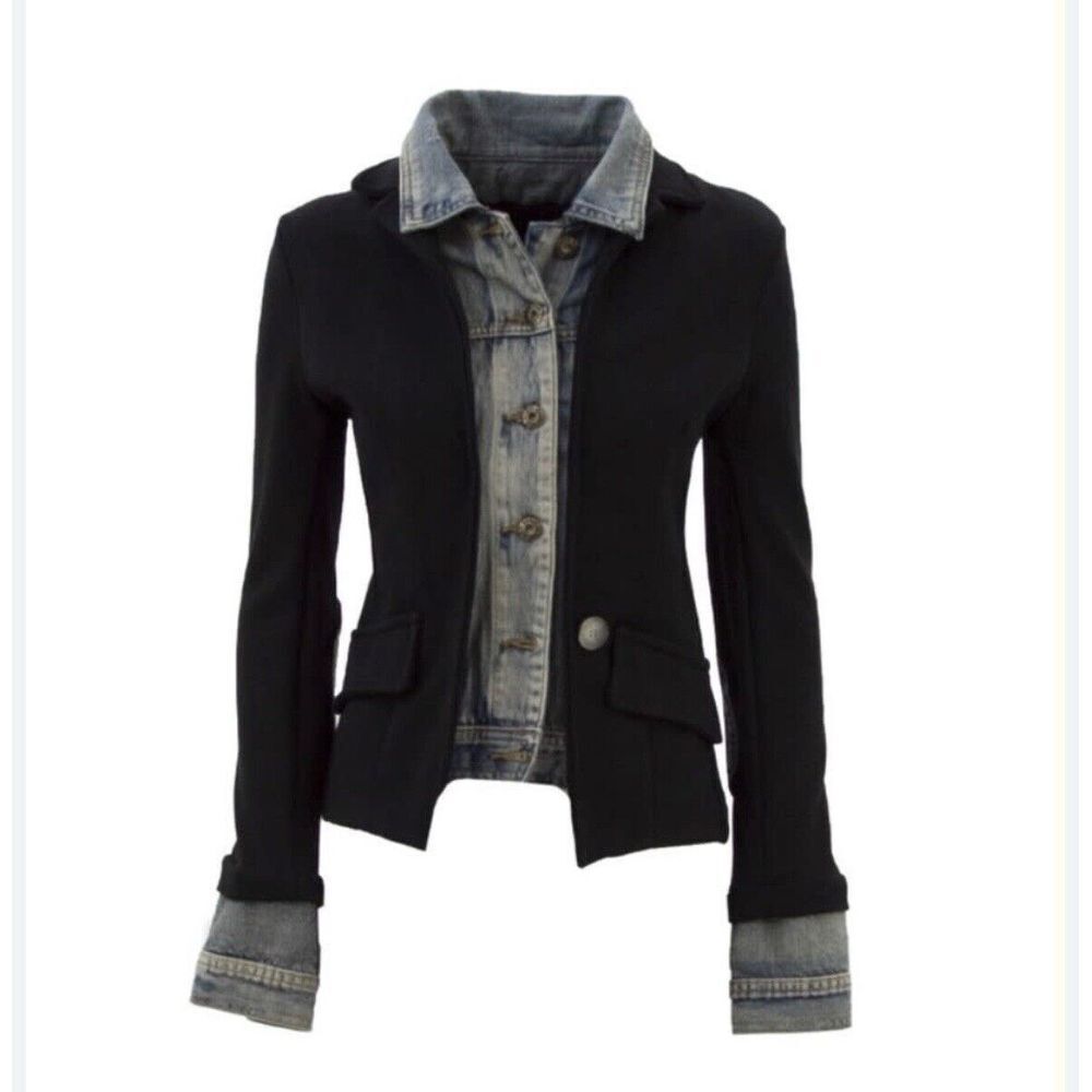 Women's Black and Gray Denim Jacket